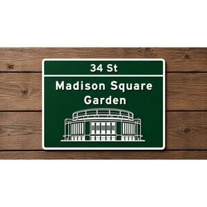 New York City Madison Square Garden Exit Road Sign Downtown 34th St Knicks